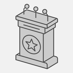 Platform for speaking isometric icon, democracy day concept. Vector graphics. Candidate tribune sign and editable stroke, outline style icon for mobile or web design.