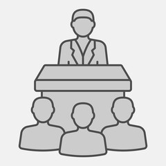 Candidate speaks to public isometric icon, democracy day concept. Vector graphics. Public elections sign and editable stroke, outline style icon for mobile or web design.