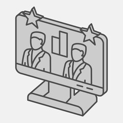 Monitor screen with two candidates isometric icon, democracy day concept. Vector graphics. Online elections sign and editable stroke, outline style icon for mobile or web design.