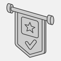 Pennant of consent, approval isometric icon, democracy day concept. Vector graphics. Flag with checkmark sign and editable stroke, outline style icon for mobile or web design.