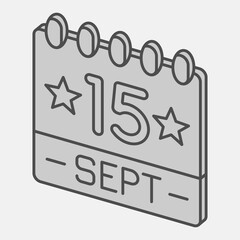 Calendar shows September 15th isometric icon, democracy day concept. Vector graphics. Paper calendar sign and editable stroke, outline style icon for mobile or web design.
