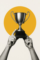 Hands Holding a Trophy – Symbol of Victory and Achievement