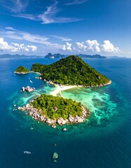 Aerial view of islands with turquoise waters