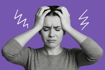 Stressed Woman Holding Head – Mental Fatigue and Anxiety Concept