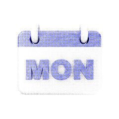 3d calendar monday halftone style