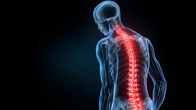 頭から腰までの脊椎を強調した人体イメージ