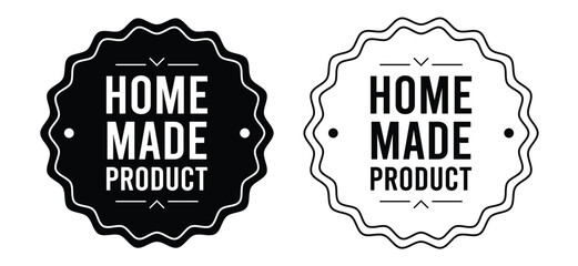 Home Made Product Stamp Icon, Black Vector Seal for Artisanal Foods, Handmade Crafts, Packaging, Branding, Labels, and DIY Design
