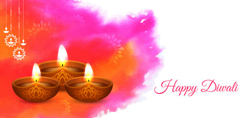 Happy Diwali Festival Background with Glowing Decorative Diyas, Ornate Lamps, Colorful Festive Backdrop, and Elegant Indian Celebration Design with Traditional Ornaments and Lights