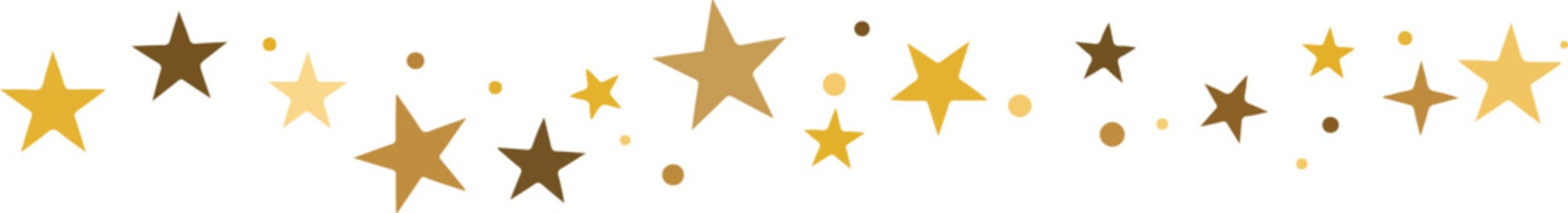 Gold stars border. Vector golden star divider and banner decoration on white background – festive celebration design