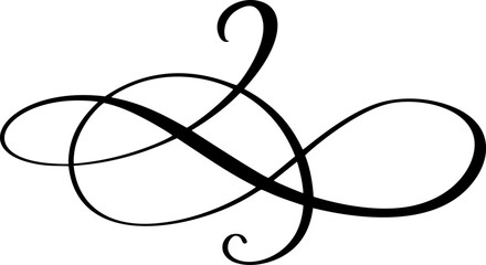 Vintage vector swirl line style divider flourish. Filigree calligraphy ornamental curls. Decorative retro design element for menu, certificate diploma, wedding invitation card, outline text