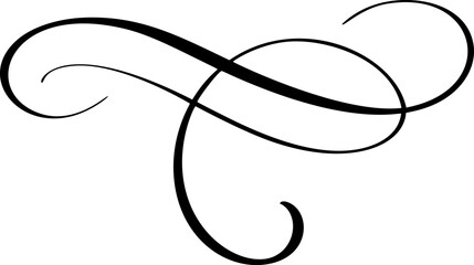 Black vector divider flourish, elegant swirl corner design calligraphy element enhancing visual appeal, adding a touch sophistication of grace