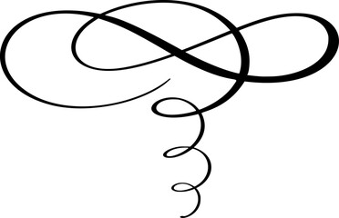 Swirl ornament divider, line vector style flourish. Vintage Filigree calligraphy ornamental curls