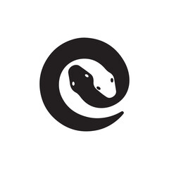 Fototapeta premium Yin-Yang Snake Icon – Intertwined Black and White Serpents in Spiral Shape for Symbolic Design, Balance Concepts, and Abstract Branding Graphics