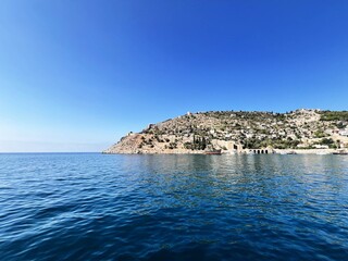 Island in the sea. Travel famous place in water