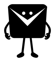 Vector art of a cartoon envelope character with arms and legs