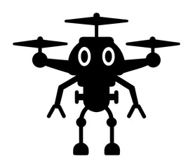 Vector art of a cartoon drone character with rotors, arms, and legs