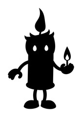 Vector art of cartoon candle character holding a smaller candle
