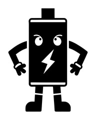 Vector art of funny cartoon battery character with a lightning bolt