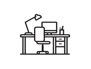 Workplace icon 2D vector line art in a clean minimalist style