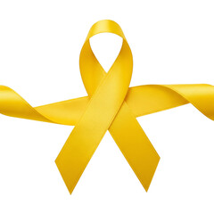 Yellow ribbon isolated on transparent background