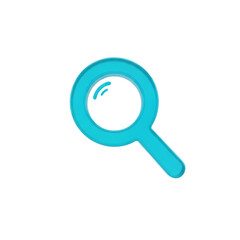 Turquoise magnifying glass icon isolated on transparent background