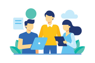 Teamwork illustration depicting collaboration and communication in a business setting