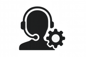 Technical support adjusting settings icon, customer service operator providing assistance, help desk management concept