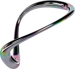 Abstract Chrome Torus Knot on Transparent Background Rendered with Reflective Iridescent Surface for Modern Design Projects