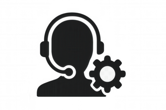 Technical support adjusting settings icon, customer service operator providing assistance, help desk management concept