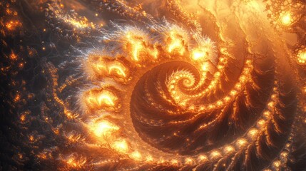 Abstract spiral fractal, fiery texture, cosmic background. Possible use Desktop wallpaper, digital art