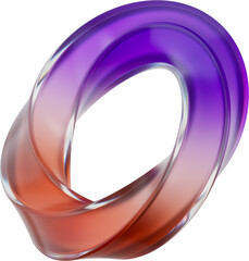Abstract Gradient Ring in Purple to Orange Smooth 3D Render with Transparent Background