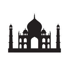 Taj Mahal silhouette vector illustration isolated on white background iconic Indian architecture design