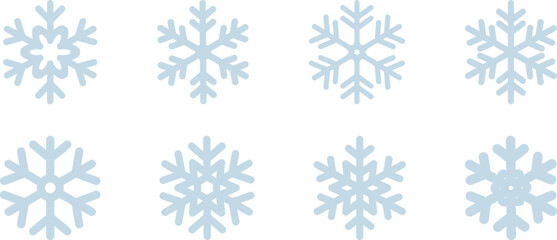 Blue snowflake set on white background