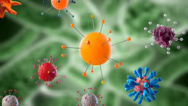 Virus molecule model. Coronavirus pandemic concept