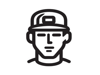 Youth icon 2D vector line art in a clean minimalist style black