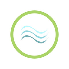 Circular icon displays wavy lines representing clean water, emphasizing the importance of environmental conservation and ecology. This symbol highlights our role in preserving natural resources.