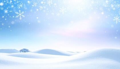 Winter Wonderland Snowscape with Falling Snowflakes.