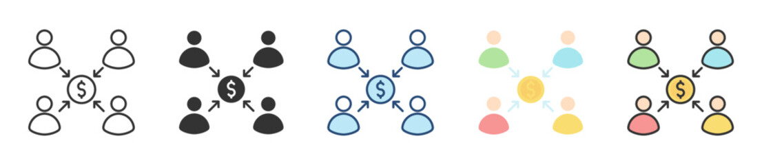 Crowdfunding Icon Set Multiple Style Collection