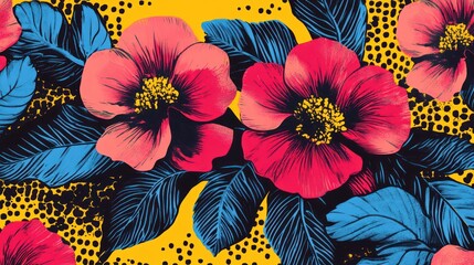 Vibrant floral pattern, tropical design, modern background, textile print, wallpaper use
