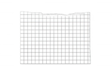 Torn grid paper fragment with a textured ripped top edge and blank checkered background for design elements