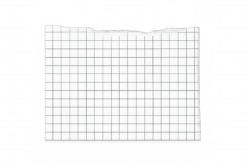 Torn grid paper fragment with a textured ripped top edge and blank checkered background for design elements