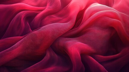 Crimson fabric drapes, flowing texture, vibrant color background.  Possible use Fashion textile