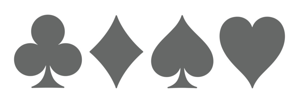suit deck of playing cards. hearts diamonds clubs spades symbol. transparent png and vector illustration.