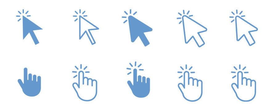 Cursor icons set and Computer curser vector icon Pointing sign Curser silhouette vector art of illustration