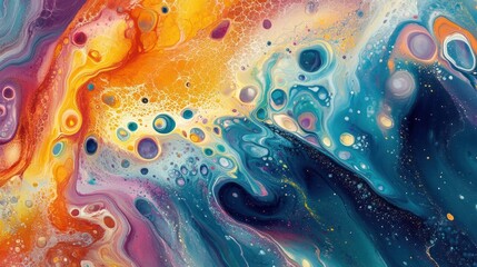 Abstract vibrant fluid art, colorful swirls, dynamic colors. Possible use background image