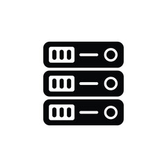 Three Black Data Servers Stacked Isolated on Transparent Background Icon Design