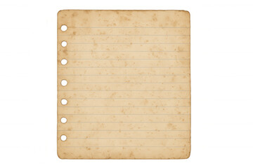 Fototapeta premium Old lined paper with ring binder holes, blank textured background aged vintage parchment writing notebook page