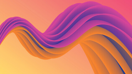 Colorful Abstract 3D Wave Shape with Vibrant Gradient of Pink, Orange, and Purple on Soft Background – Modern Fluid Form for Technology, Art, and Digital Design
