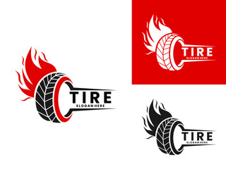 Tire Flame logo design. Hot speed tires, workshop logos, automotive, car shows.