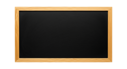 Blank chalkboard with wooden frame isolated on transparent background, ready for your message or creative design